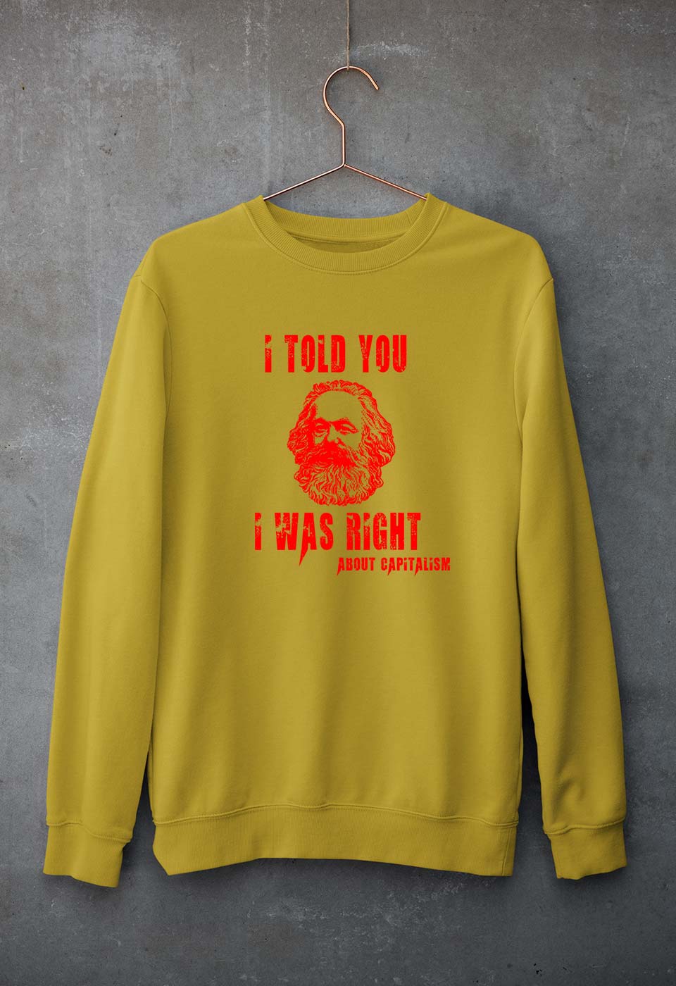 Karl Marx Unisex Sweatshirt for Men/Women-Mustard Yellow-Ektarfa.online