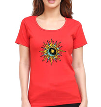 Load image into Gallery viewer, Psychedelic Chakra T-Shirt for Women-XS(32 Inches)-Red-Ektarfa.online
