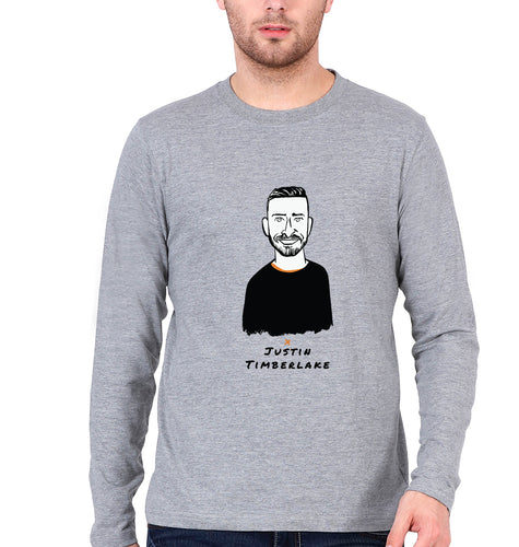 Justin Timberlake Full Sleeves T-Shirt for Men-Grey Melange-Ektarfa.online