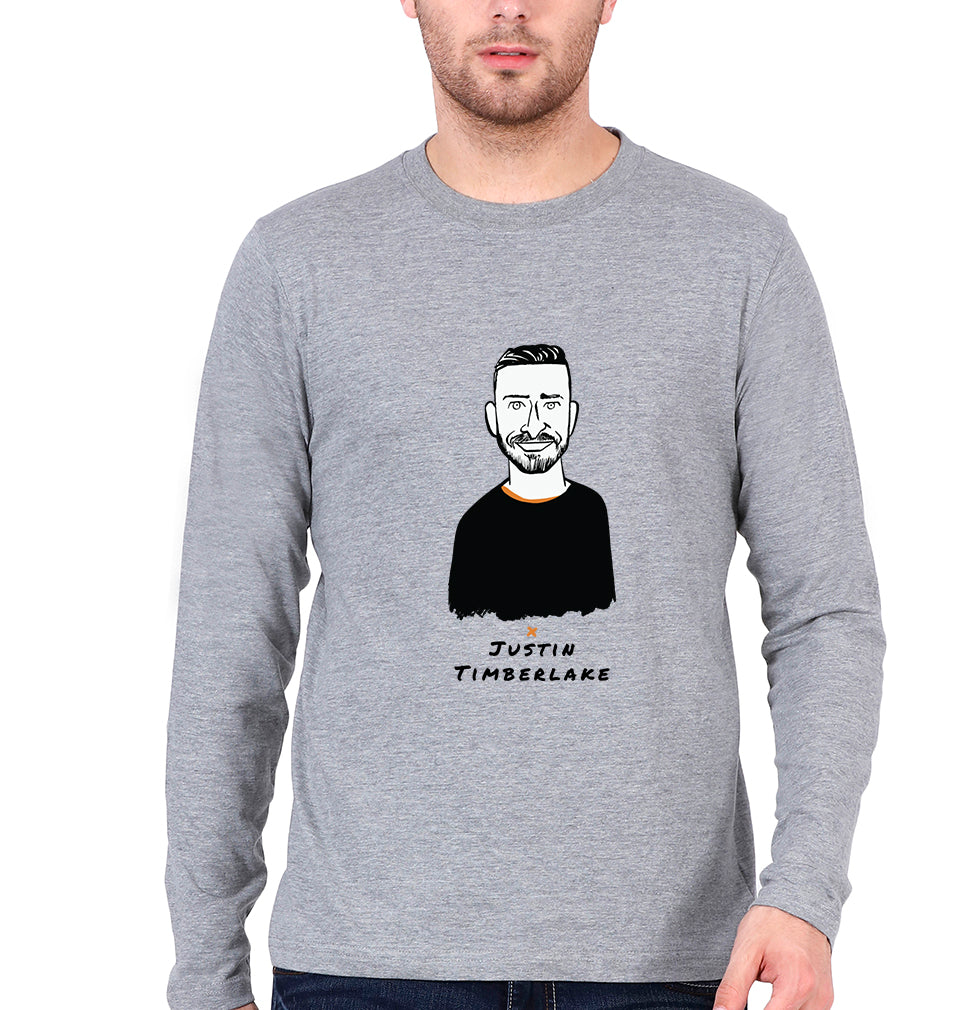 Justin Timberlake Full Sleeves T-Shirt for Men-Grey Melange-Ektarfa.online