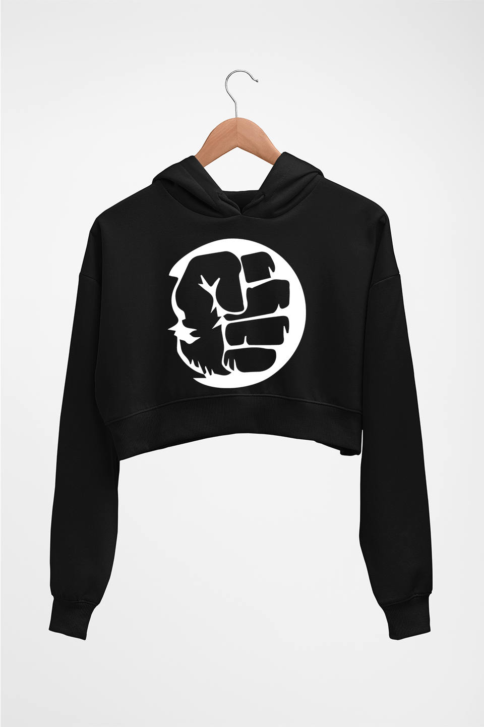 Hulk Superhero Crop HOODIE FOR WOMEN-Black-Ektarfa.online
