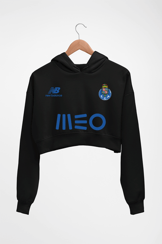 FC Porto 2021-22 Crop HOODIE FOR WOMEN-Black-Ektarfa.online