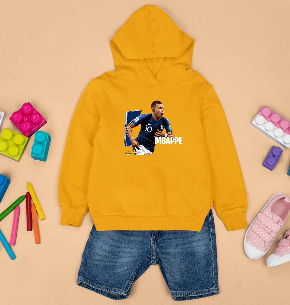 Kylian Mbappé Kids Hoodie for Boy/Girl-Mustard Yellow-Ektarfa.online