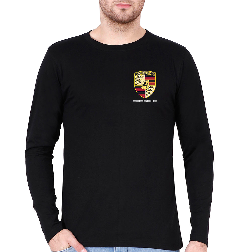 Porsche Pocket Logo Full Sleeves T-Shirt for Men-Black-Ektarfa.online