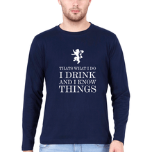 Load image into Gallery viewer, GOT Game of Thrones I Drink And Know Things Full Sleeves T-Shirt for Men-Navy Blue-Ektarfa.online
