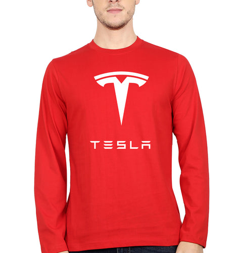 Tesla Full Sleeves T-Shirt for Men-Red-Ektarfa.online