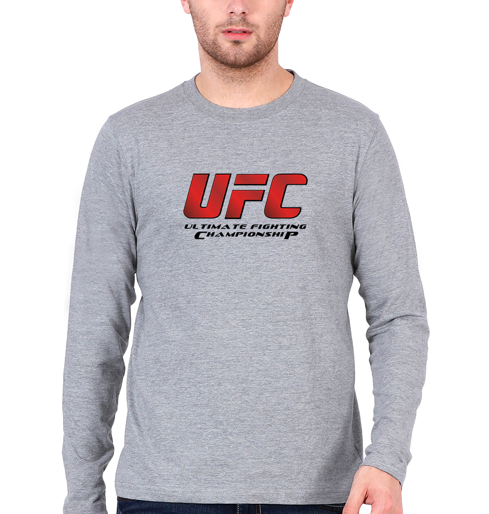 UFC Full Sleeves T-Shirt for Men-S(38 Inches)-Grey Melange-Ektarfa.online