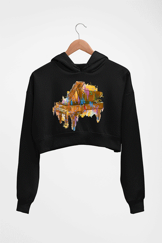 Piano Crop HOODIE FOR WOMEN-Black-Ektarfa.online