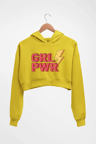 Feminist Girl Power Crop HOODIE FOR WOMEN-Mustard Yellow-Ektarfa.online