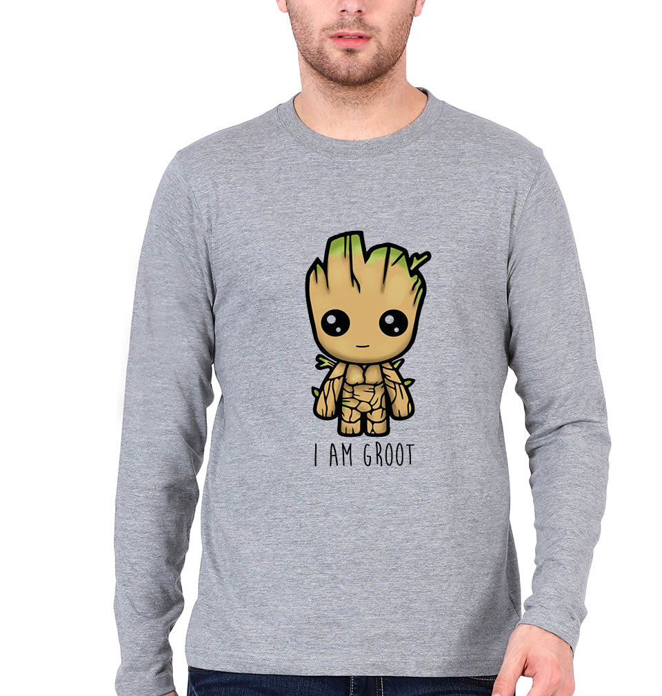 Groot Full Sleeves T-Shirt for Men-Grey Melange-Ektarfa.online