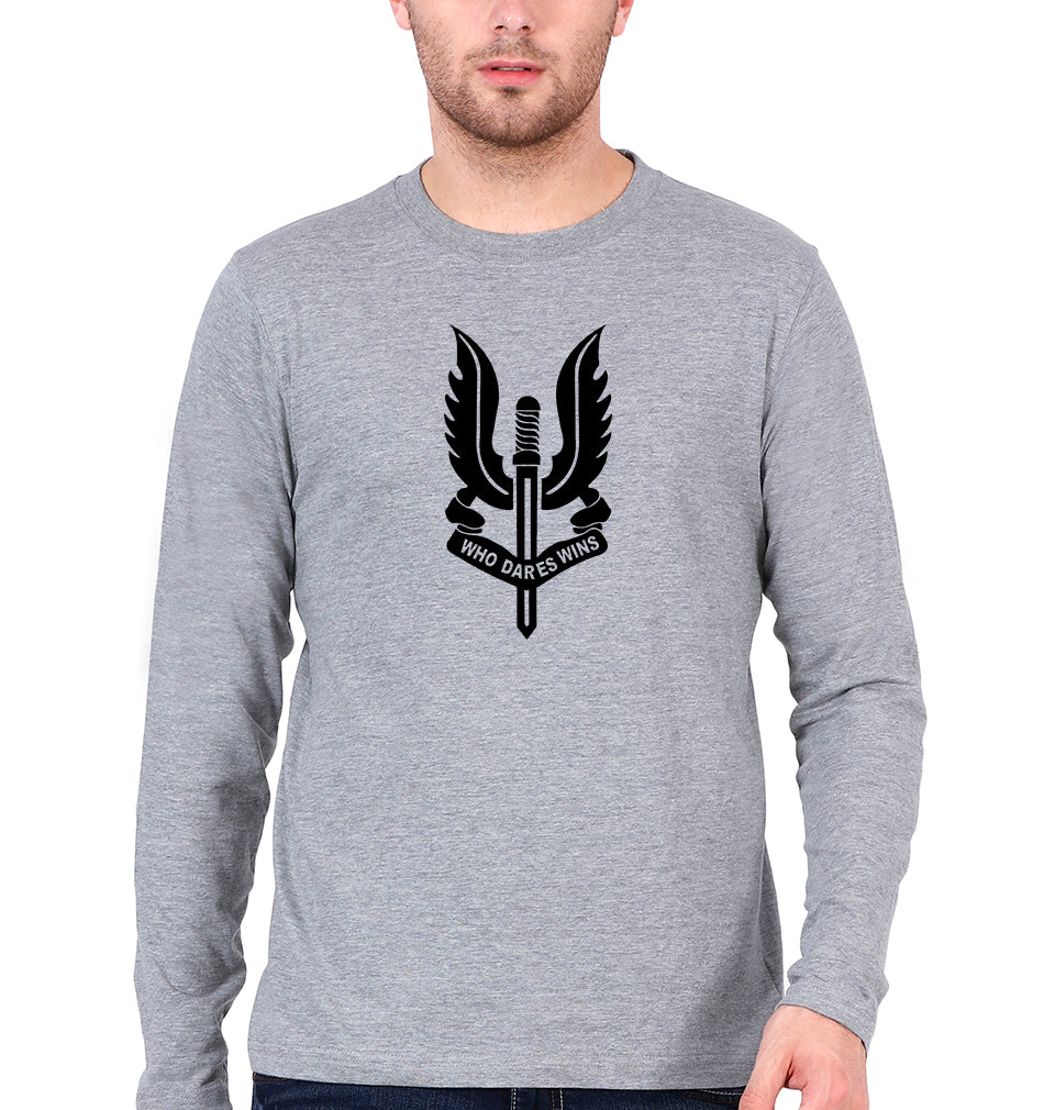 Who Dares Wins Balidaan Army Full Sleeves T-Shirt for Men-Grey Melange-Ektarfa.online