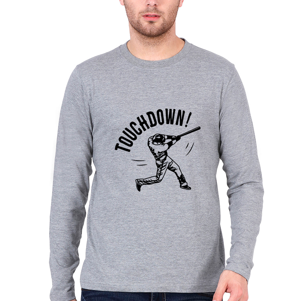Baseball Full Sleeves T-Shirt for Men-Grey Melange-Ektarfa.online