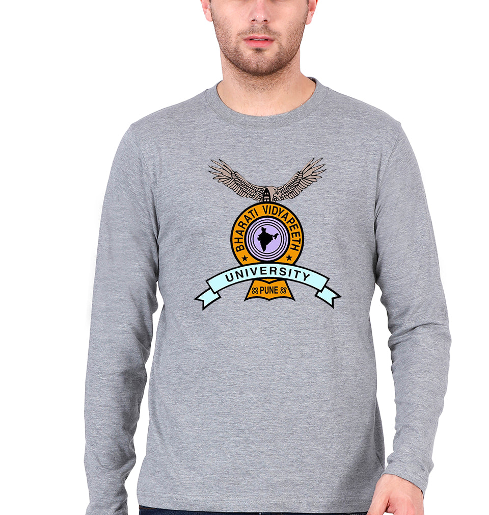 Bharati Vidyapeeth Full Sleeves T-Shirt for Men-Grey Melange-Ektarfa.online