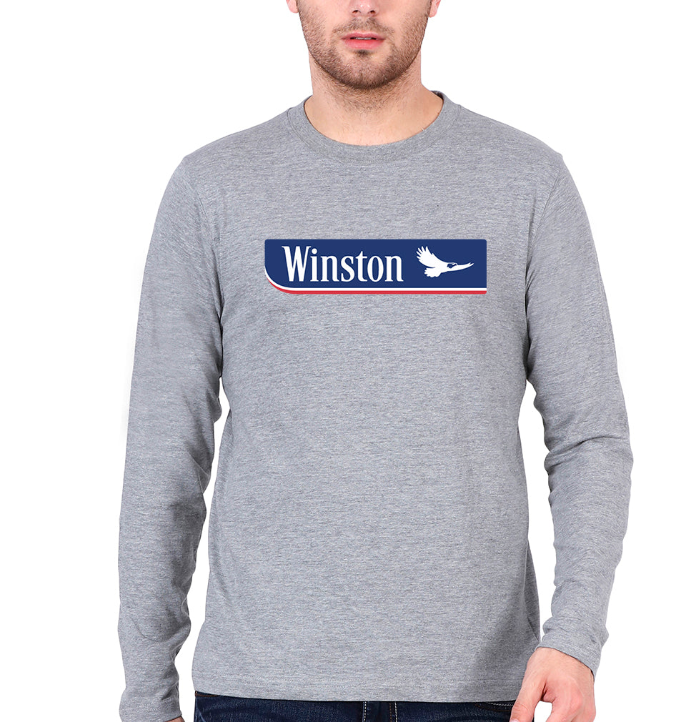 Winston Full Sleeves T-Shirt for Men-S(38 Inches)-Grey Melange-Ektarfa.online