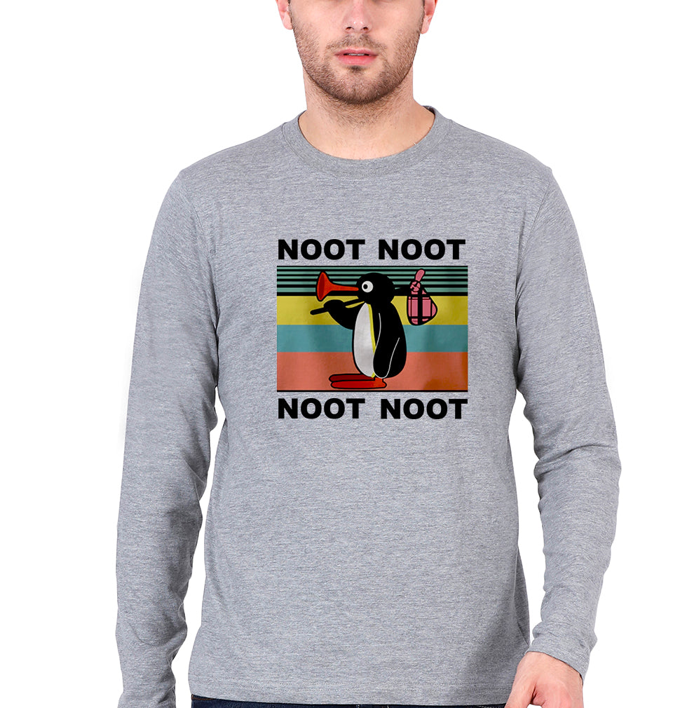 Pingu Full Sleeves T-Shirt for Men-Grey Melange-Ektarfa.online