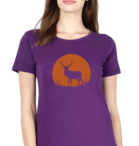 Deer T-Shirt for Women-Purple-Ektarfa.online