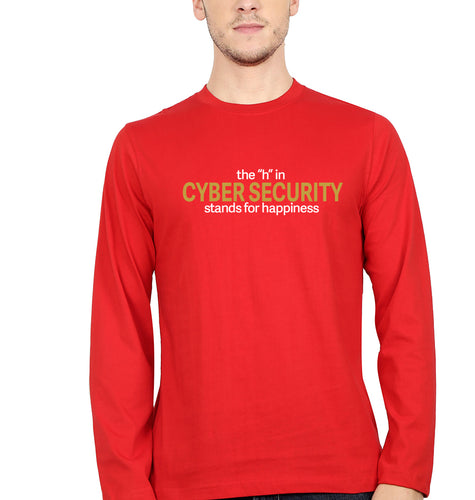 Cyber Security Full Sleeves T-Shirt for Men-RED-Ektarfa.online