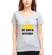 Load image into Gallery viewer, Queens Are Born In November T-Shirt for Women-Grey Melange-Ektarfa.online
