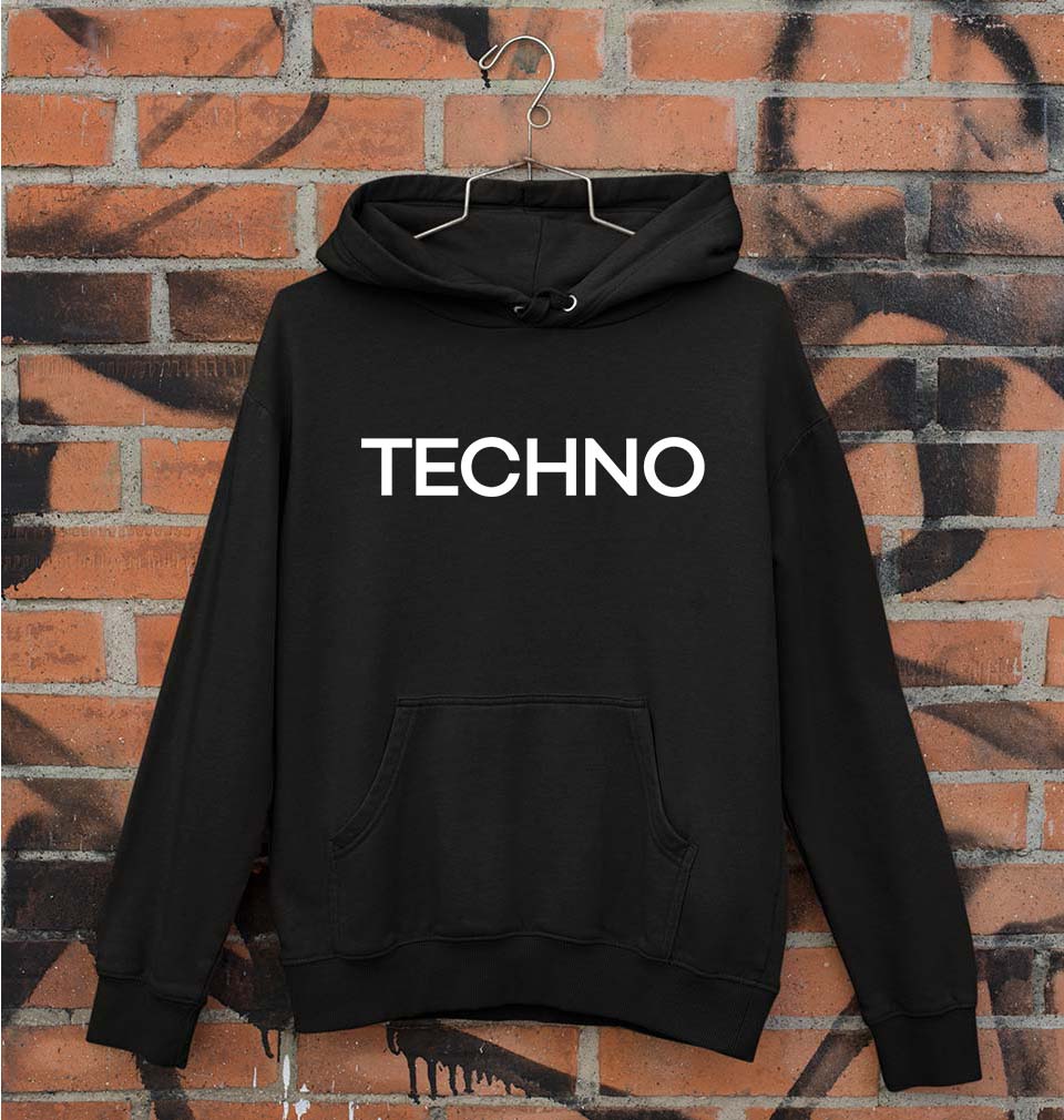 Techno Unisex Hoodie for Men/Women-S(40 Inches)-Black-Ektarfa.online