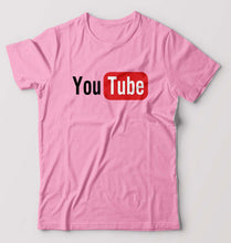 Load image into Gallery viewer, YouTube T-Shirt for Men-S(38 Inches)-Light Baby Pink-Ektarfa.online
