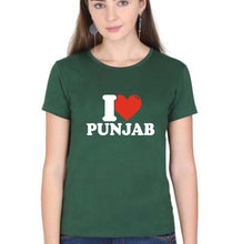Load image into Gallery viewer, I Love Punjab T-Shirt for Women-Dark Green-Ektarfa.online
