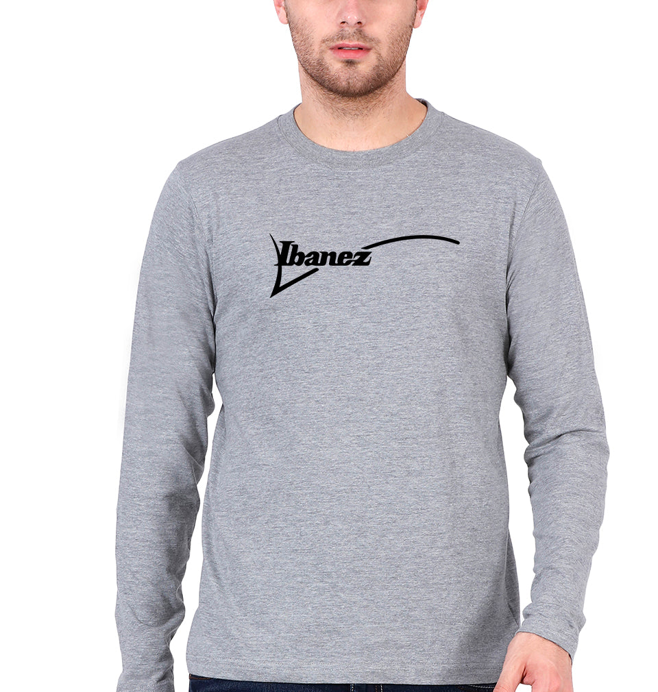 Ibanez Guitar Full Sleeves T-Shirt for Men-Grey Melange-Ektarfa.online