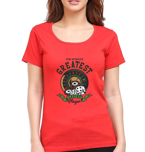 Casino Player T-Shirt for Women-Red-Ektarfa.online