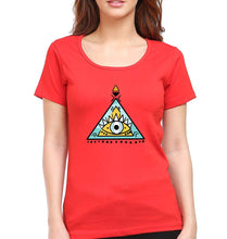 Load image into Gallery viewer, Psychedelic Triangle eye T-Shirt for Women-XS(32 Inches)-Red-Ektarfa.online
