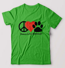 Load image into Gallery viewer, Peace Love Animals T-Shirt for Men-flag green-Ektarfa.online
