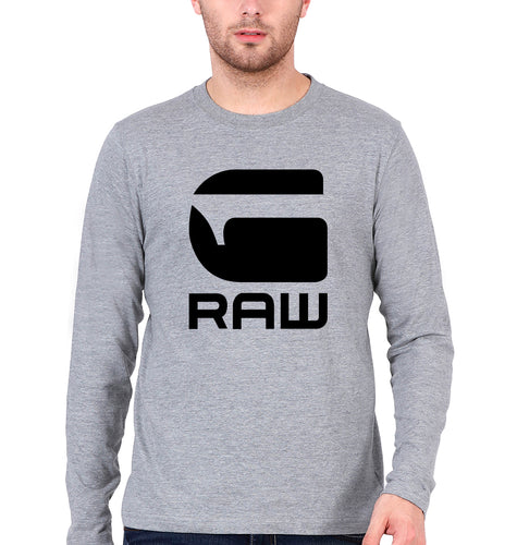G Raw Full Sleeves T-Shirt for Men-Grey Melange-Ektarfa.online