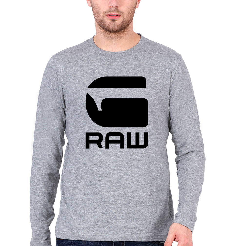 G Raw Full Sleeves T-Shirt for Men-Grey Melange-Ektarfa.online