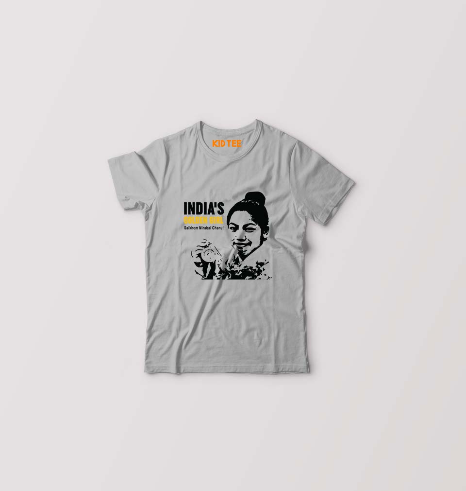 Chanu Saikhom Mirabai Kids T-Shirt for Boy/Girl-Grey-Ektarfa.online