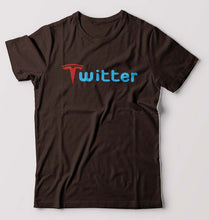 Load image into Gallery viewer, Elon Musk Twitter x Tesla T-Shirt for Men-Coffee Brown-Ektarfa.online
