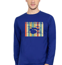 Load image into Gallery viewer, Drummer Papa Full Sleeves T-Shirt for Men-Royal blue-Ektarfa.online
