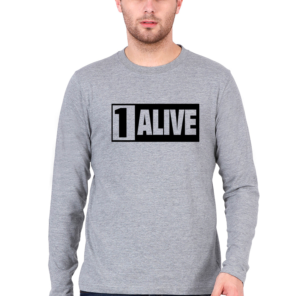 PUBG 1 Alive Full Sleeves T-Shirt for Men-Grey Melange-Ektarfa.online