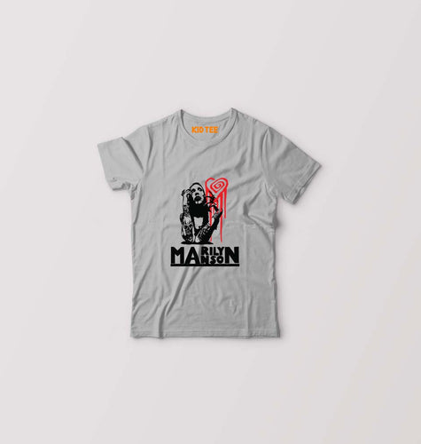 Marilyn Manson Kids T-Shirt for Boy/Girl-Grey-Ektarfa.online