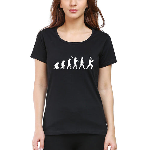 CRICKET Evolution Half Sleeves T-Shirt for Women-M(36 Inches)-Black-Ektarfa.online