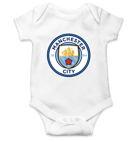 Manchester City Kids Romper For Baby Boy/Girl-0-5 Months(18 Inches)-White-Ektarfa.online