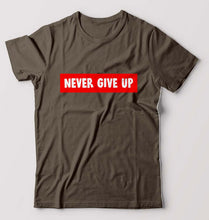 Load image into Gallery viewer, Never Give UP T-Shirt for Men-Olive Green-Ektarfa.online

