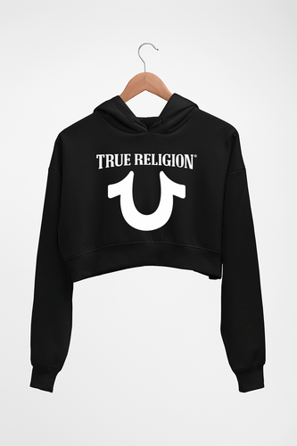 True Religion Crop HOODIE FOR WOMEN-Black-Ektarfa.online