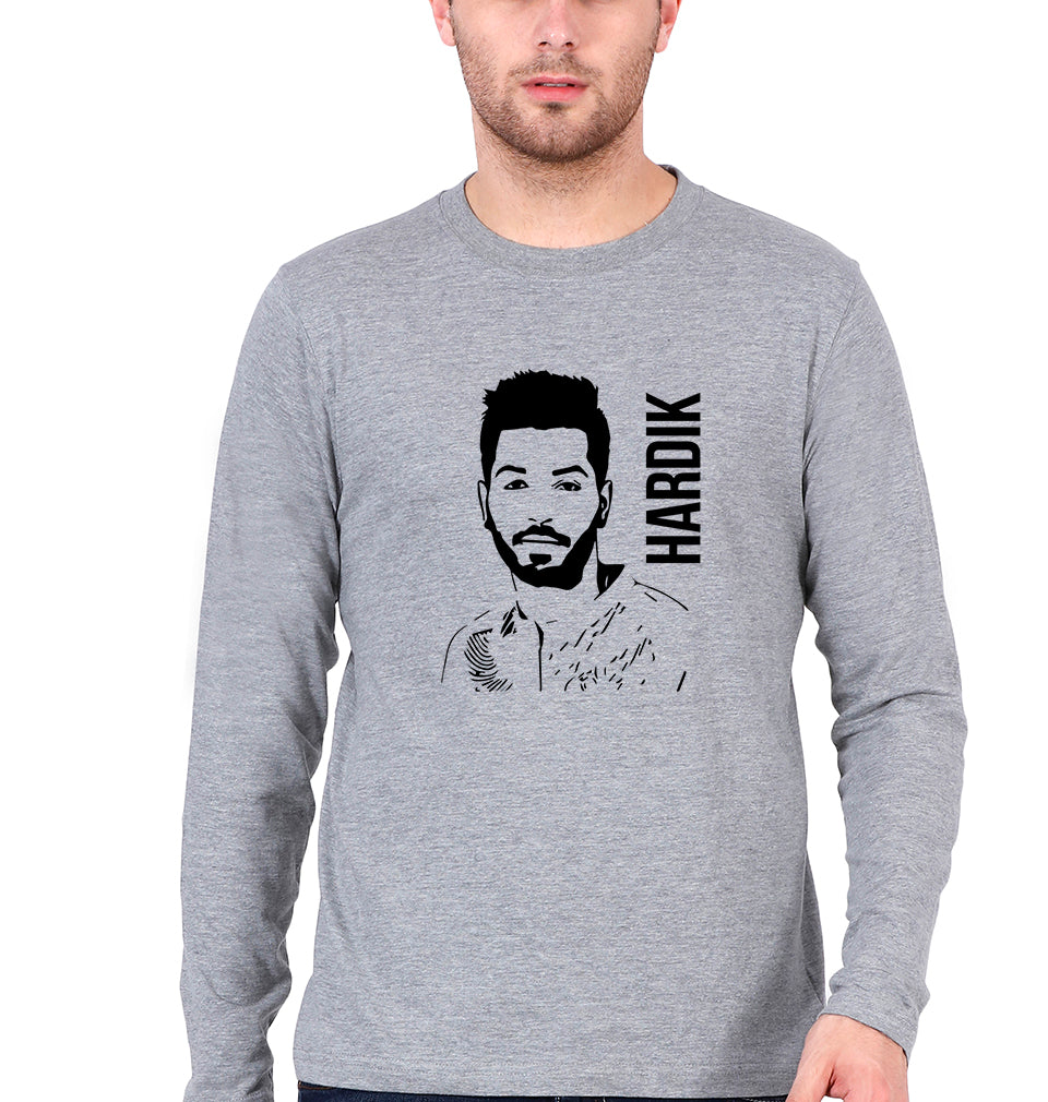 Hardik Pandya Full Sleeves T-Shirt for Men-Grey Melange-Ektarfa.online