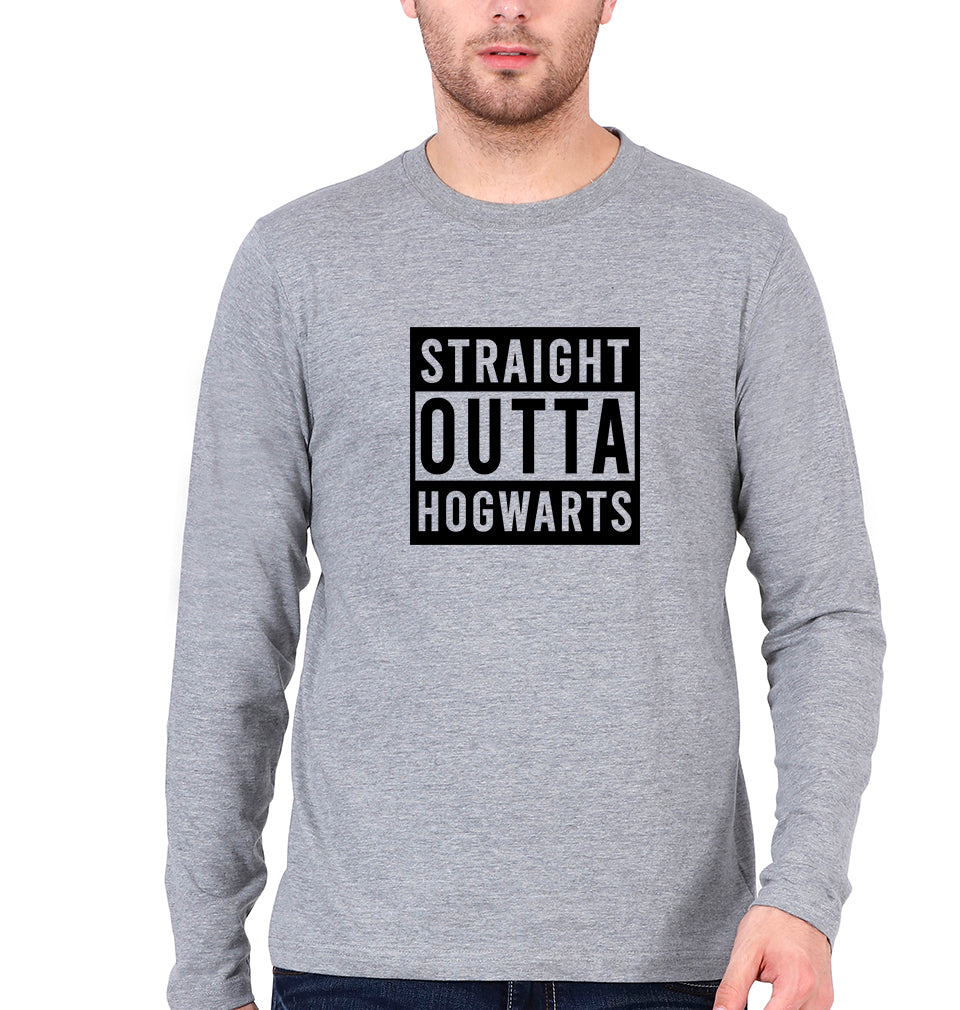 Harry Potter Hogwarts Full Sleeves T-Shirt for Men-Grey Melange-Ektarfa.online