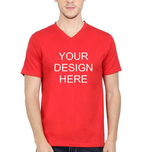 Load image into Gallery viewer, Customized-Custom-Personalized V Neck T-Shirt for Men-S(38 Inches)-Red-ektarfa.com
