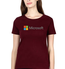 Load image into Gallery viewer, Microsooft T-Shirt for Women-XS(32 Inches)-Maroon-Ektarfa.online
