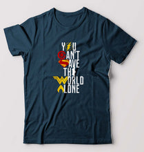 Load image into Gallery viewer, You Can&#39;t Save The World Alone Justice League T-Shirt for Men-Petrol Blue-Ektarfa.online
