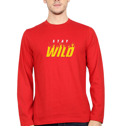Stay Wild Full Sleeves T-Shirt for Men-Red-Ektarfa.online