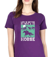 Load image into Gallery viewer, Horse Riding T-Shirt for Women-Purple-Ektarfa.online
