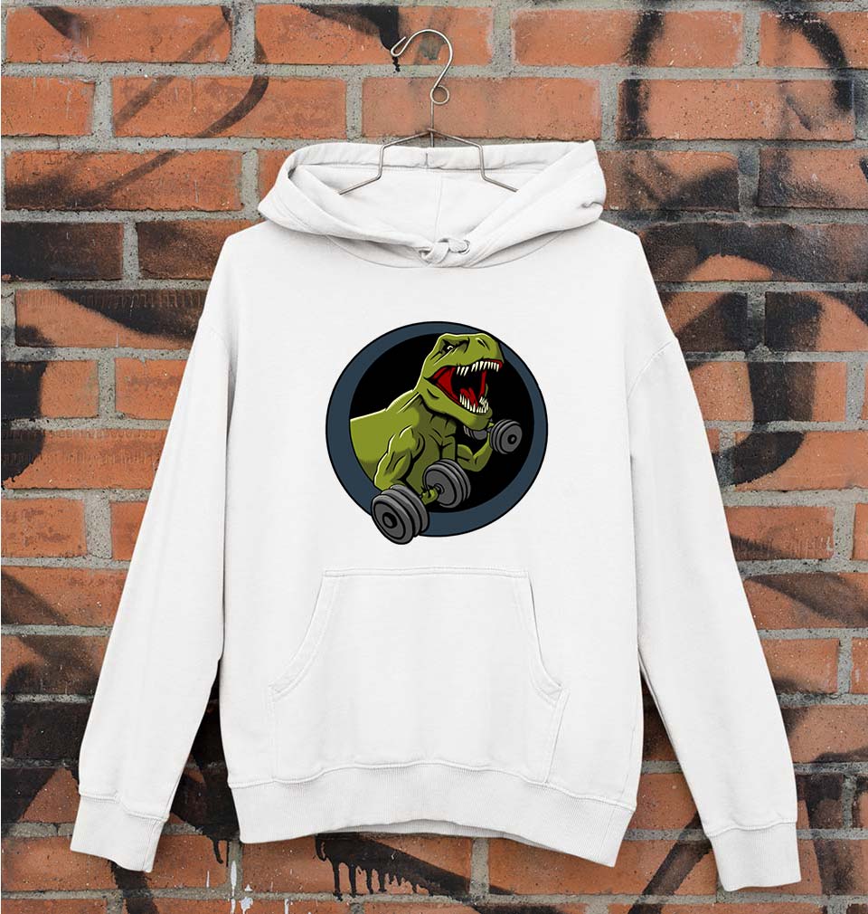 Angry T-Rex Gym Unisex Hoodie for Men/Women-White-Ektarfa.online