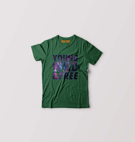 Young Wild Free Kids T-Shirt for Boy/Girl-Dark Green-Ektarfa.online