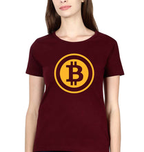 Load image into Gallery viewer, Cryptocurrency Bitcoin T-Shirt for Women-Maroon-Ektarfa.online
